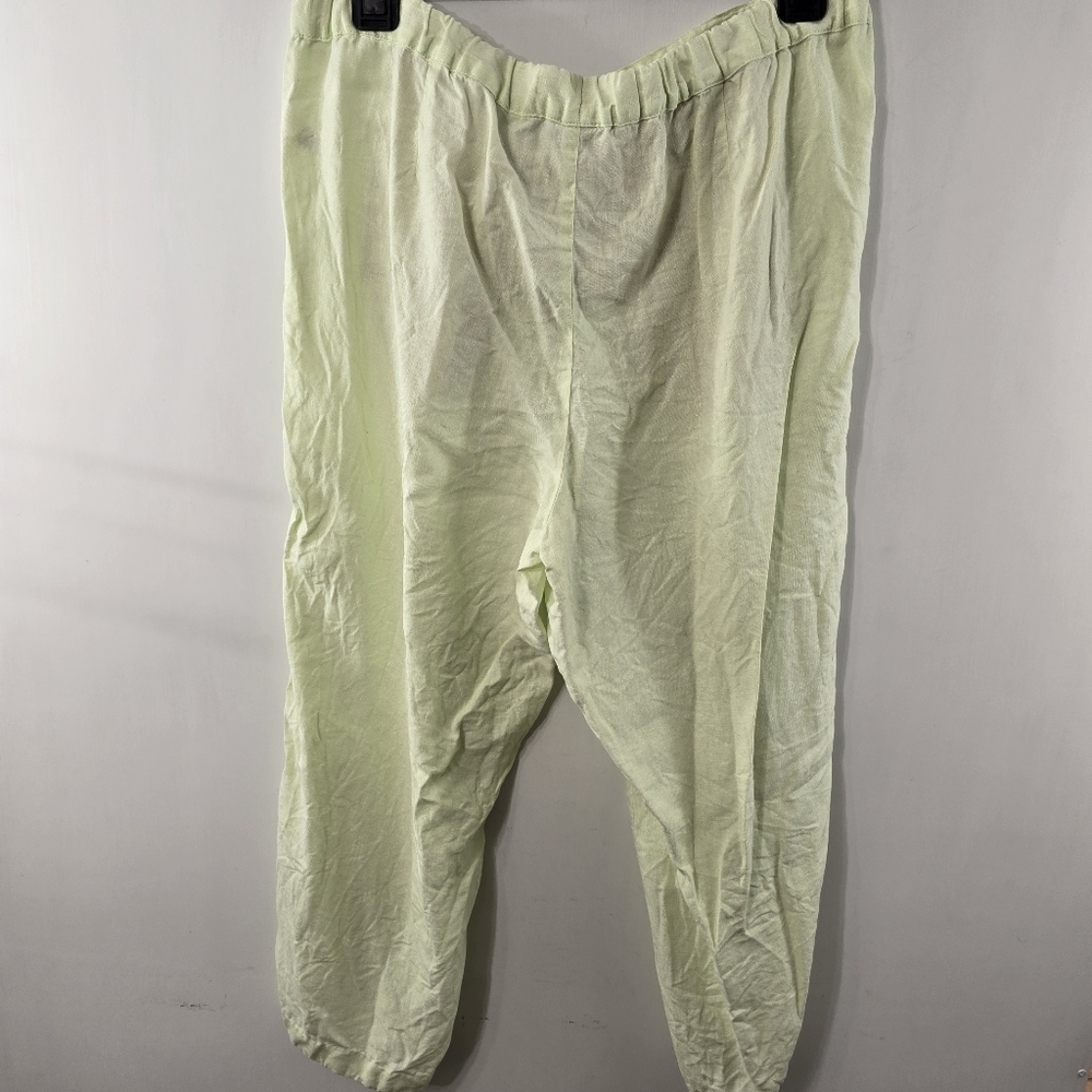 Love Linen J Jill Drawstring Wide Leg Lemon Lime Relaxed Fit Pants Size XL Artsy - Picture 5 of 9